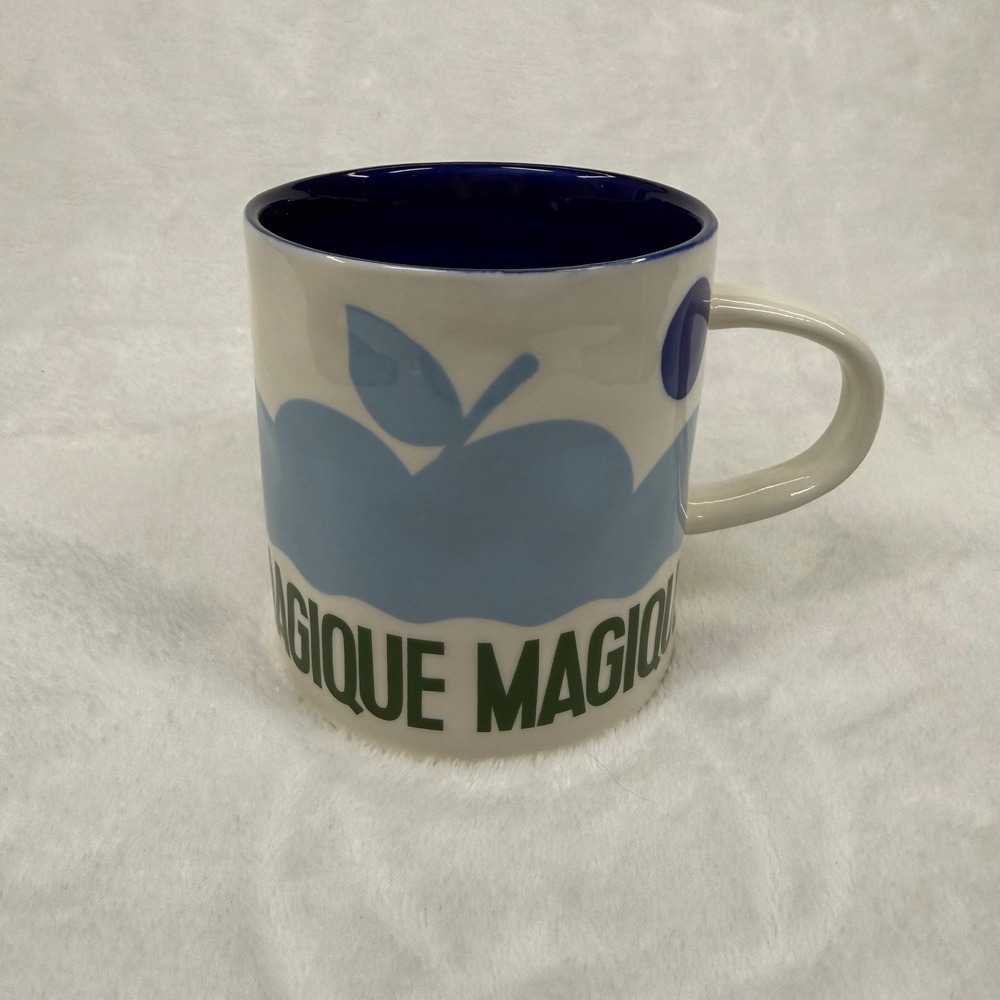 Anthropologie Hotel Magique Ceramic Mug Navy‎ Blue Apple Graphic 59587824
